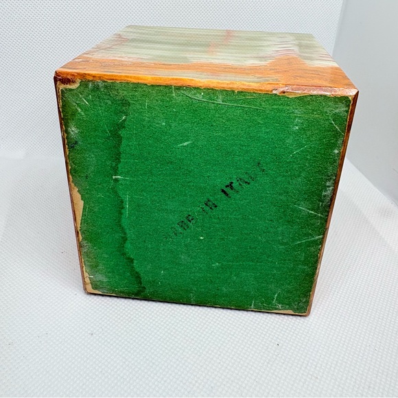 Made in Italy Polished Onyx Marble Cube Sculpture / Vintage Stone Decor - Picture 10 of 13